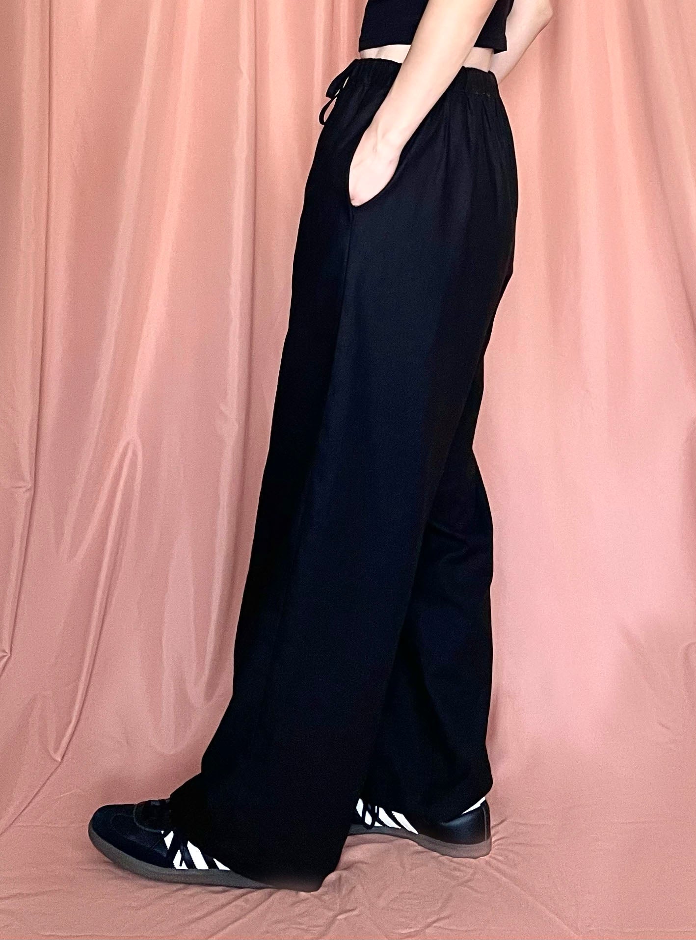 Cotton Linen Elasticated Waist Pull on Pant with Drawstrings