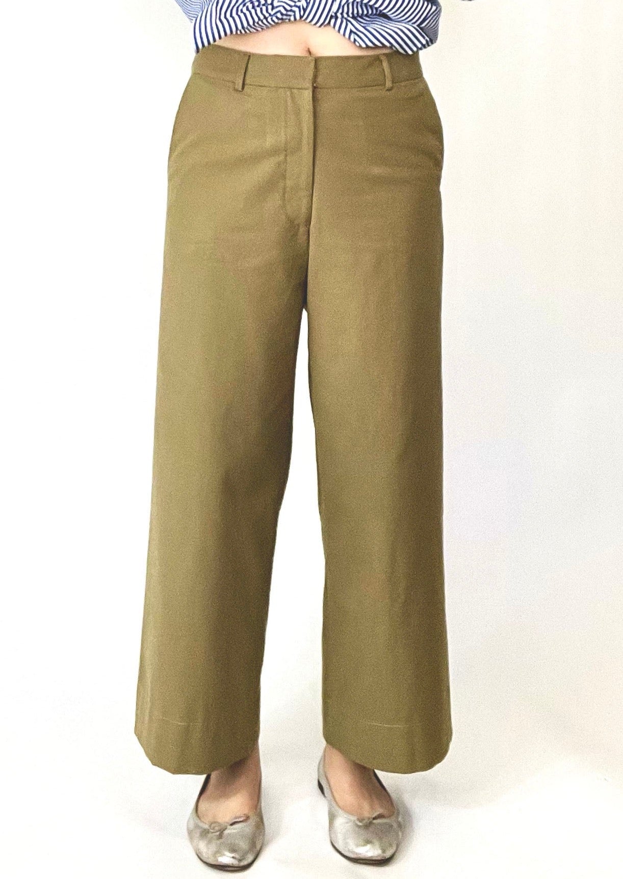 Wide Leg Ankle Pant with Zipper fly front