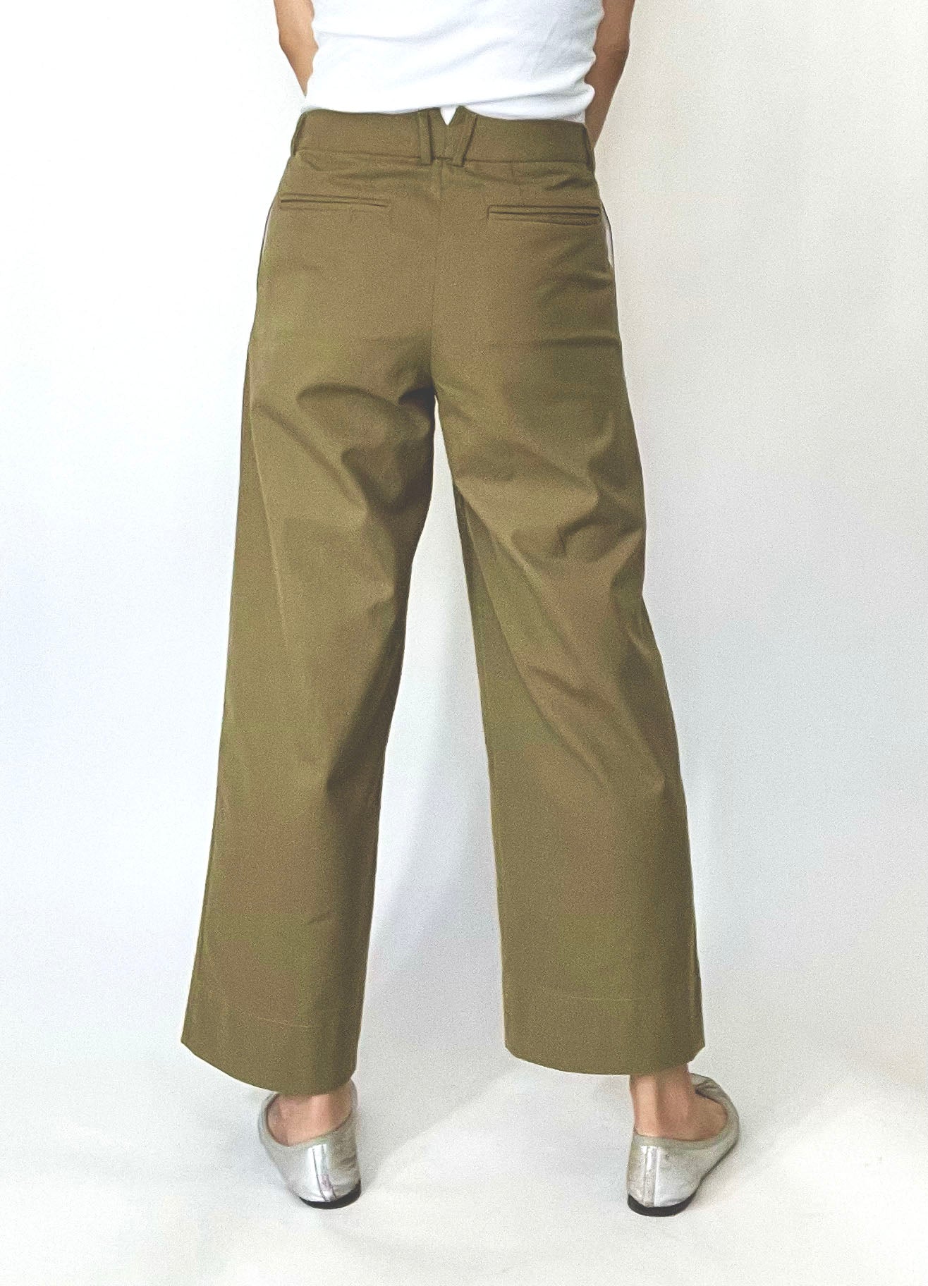 Wide Leg Ankle Pant with Zipper fly front