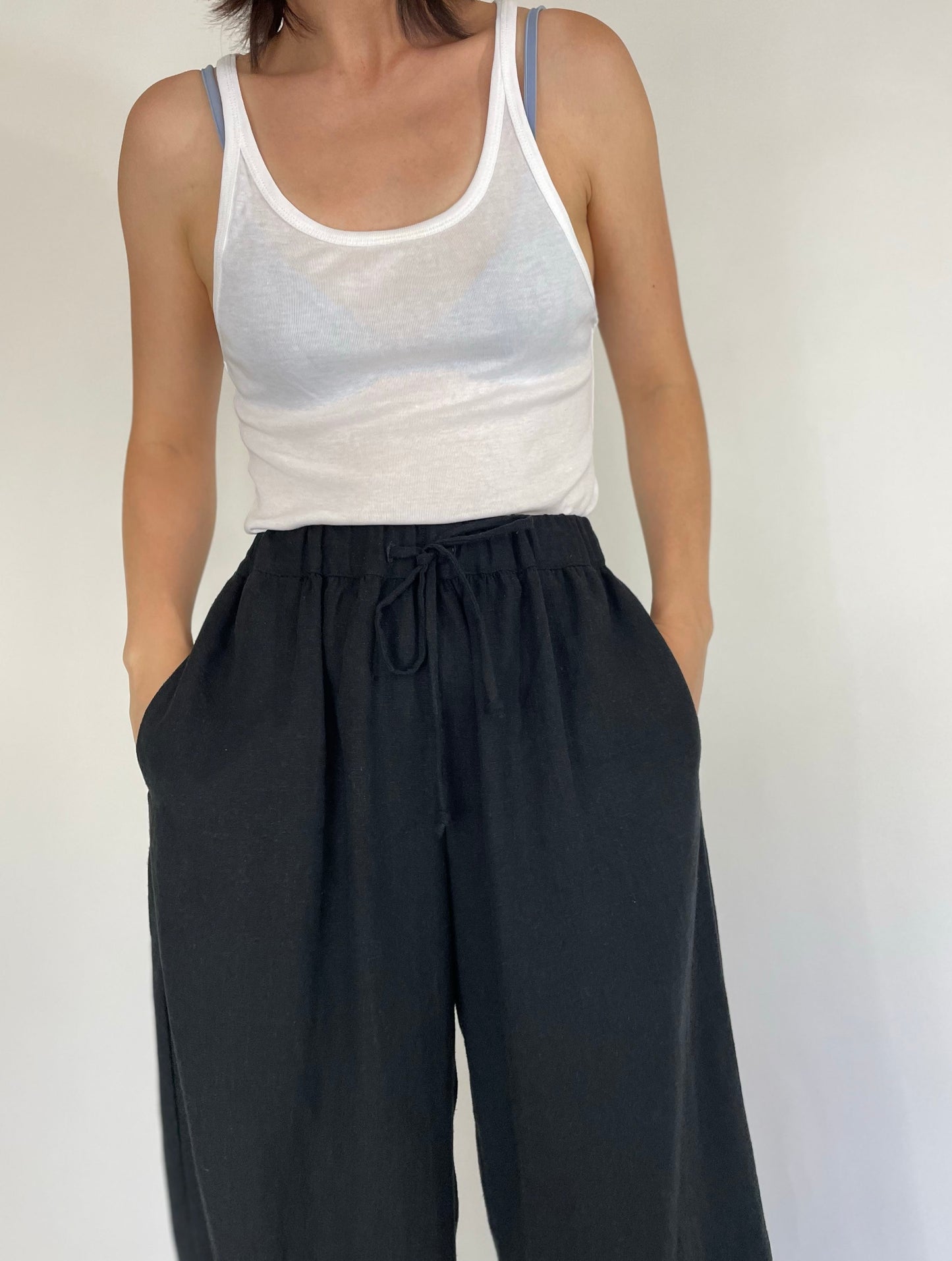 Linen Viscose Elasticated Waist Pant with Drawstrings | Pull on pant | Linen Viscose