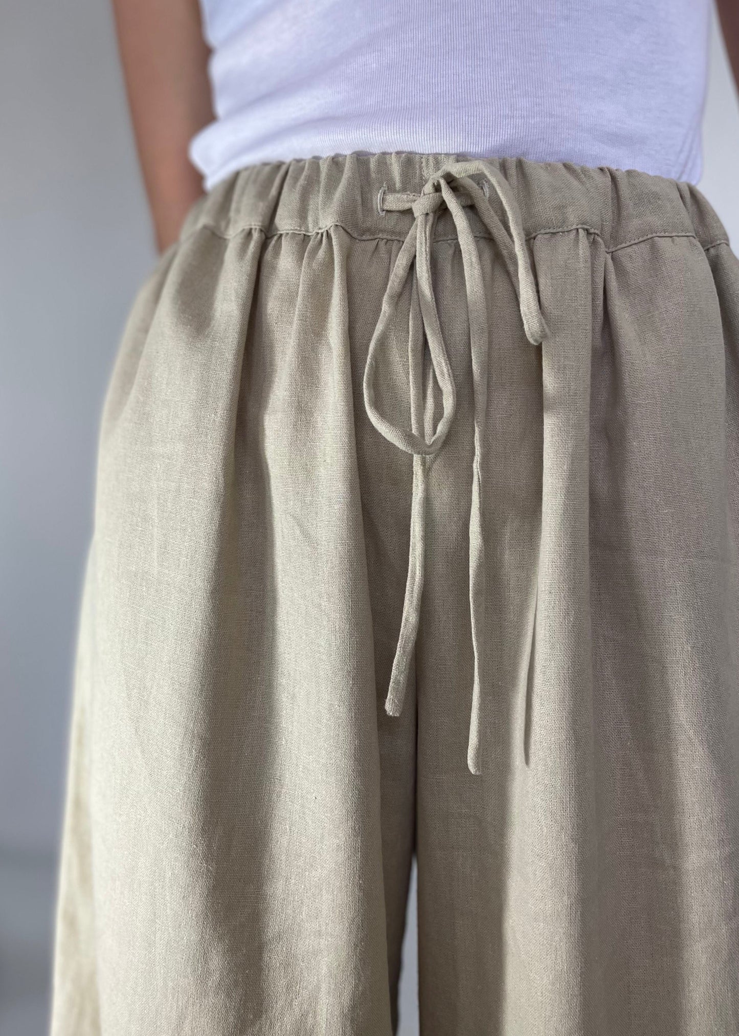 Linen Viscose Elasticated Waist Pant with Drawstrings | Pull on pant | Linen Viscose