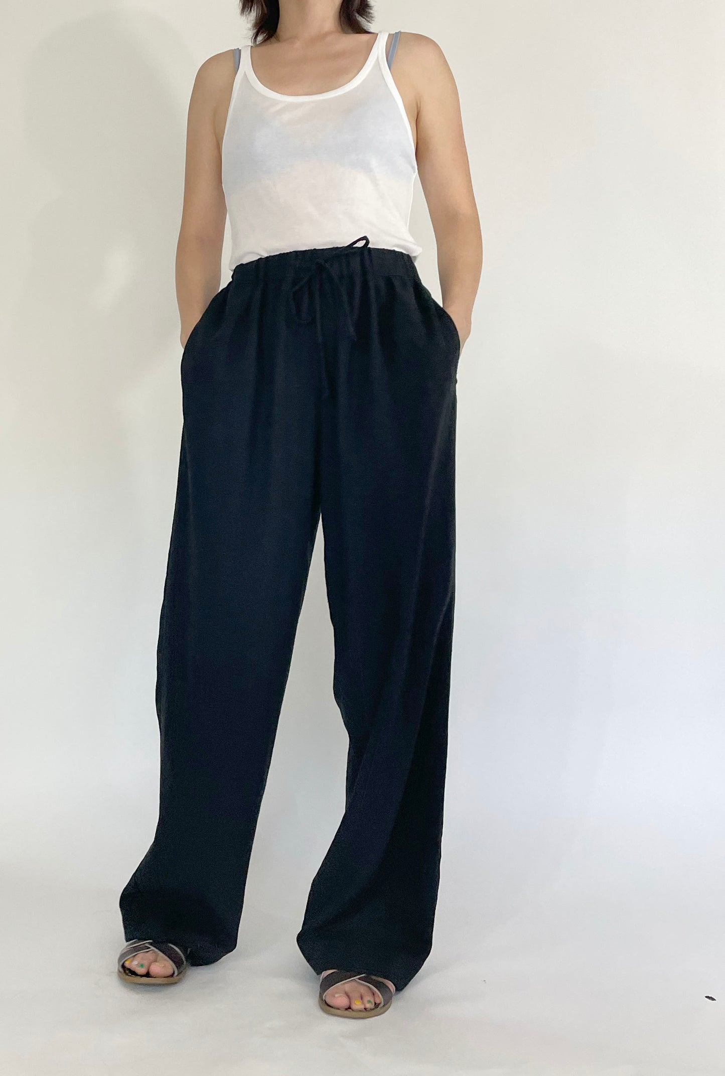 Linen Viscose Elasticated Waist Pant with Drawstrings | Pull on pant | Linen Viscose