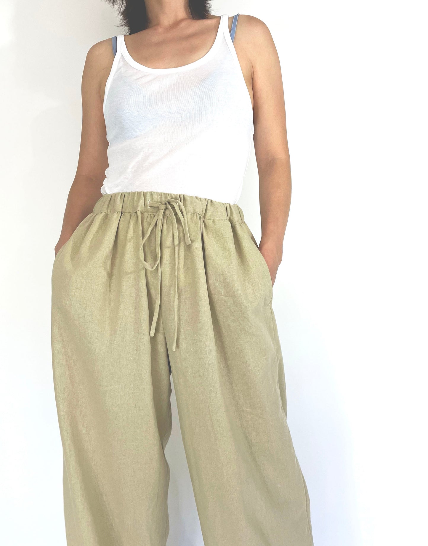 Linen Viscose Elasticated Waist Pant with Drawstrings | Pull on pant | Linen Viscose