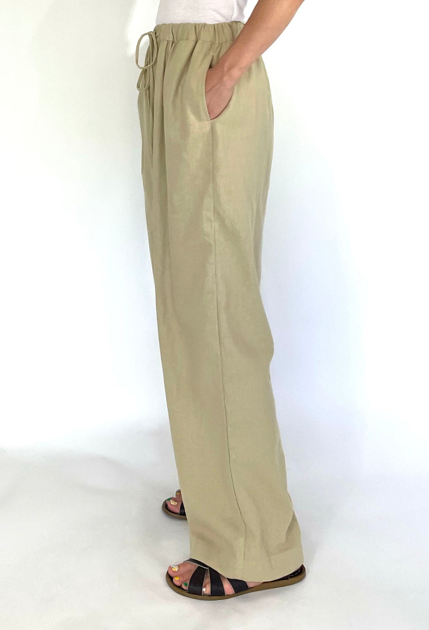 Linen Viscose Elasticated Waist Pant with Drawstrings | Pull on pant | Linen Viscose