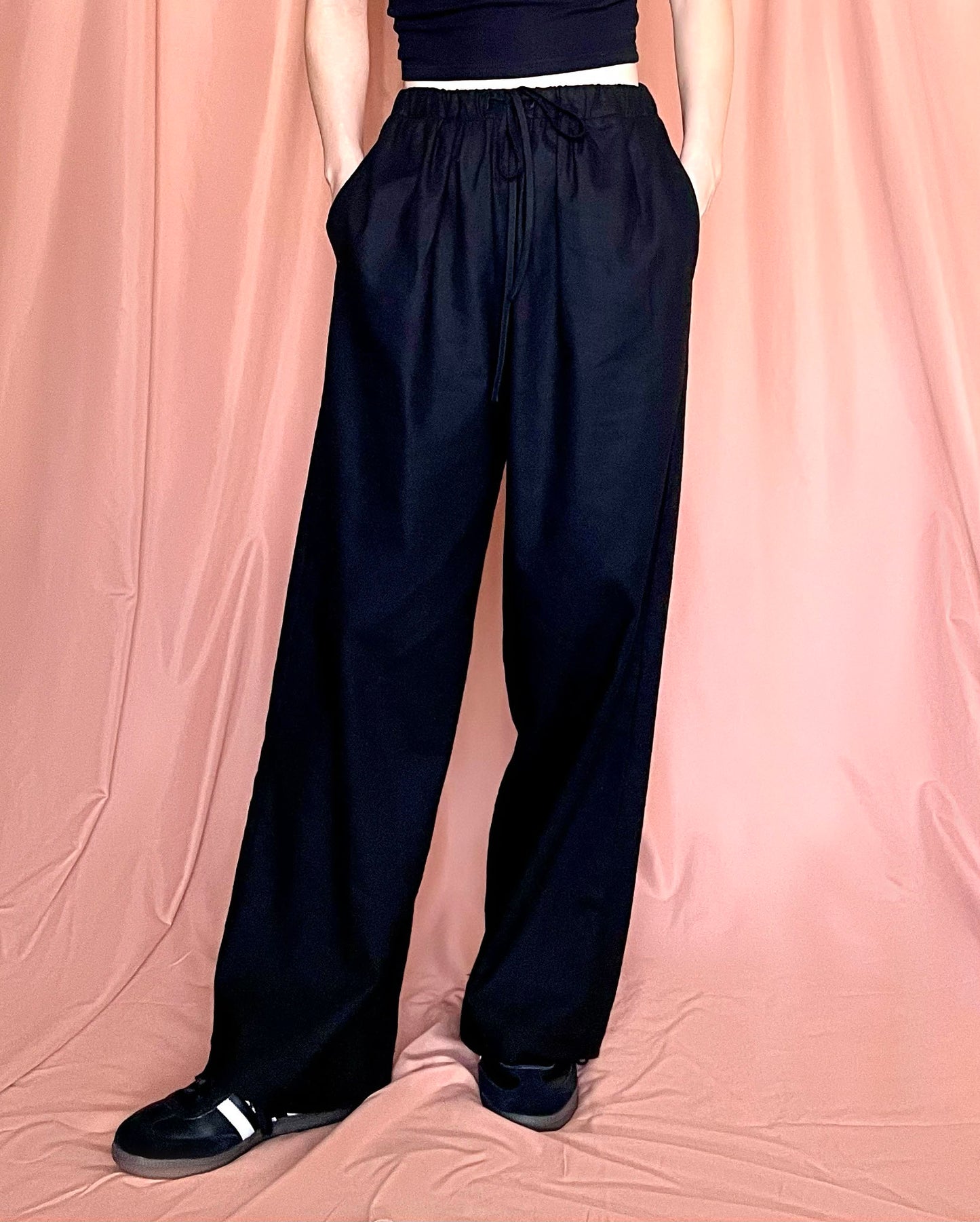 Cotton Linen Elasticated Waist Pull on Pant with Drawstrings